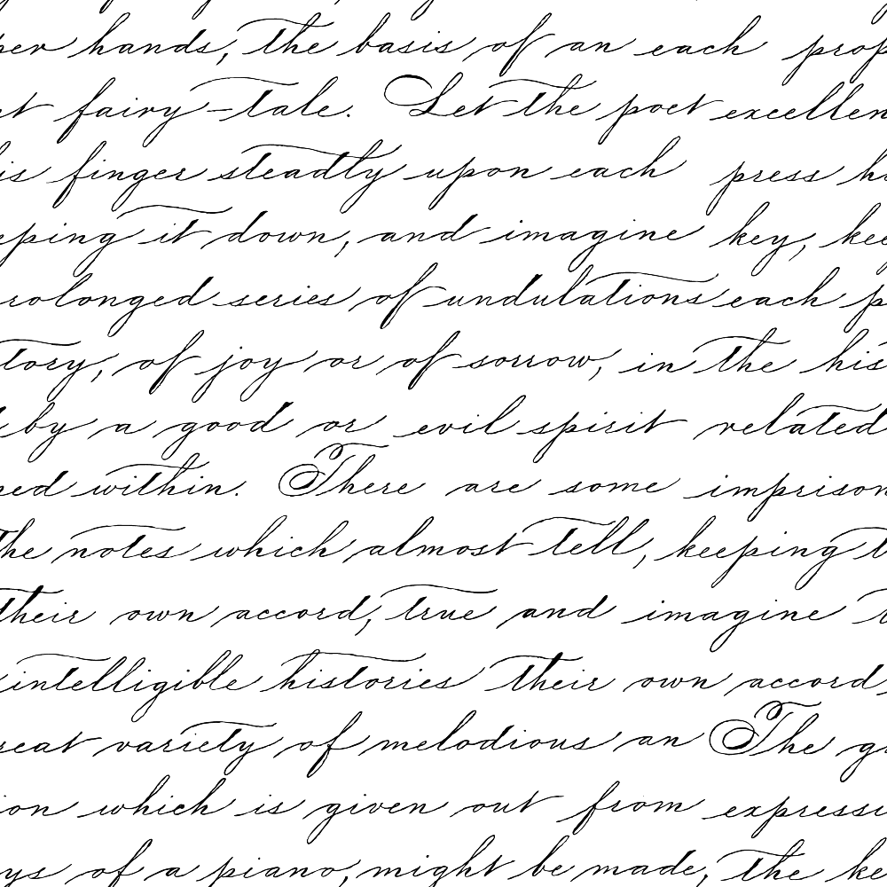 Handwritten cursive text on a white background, featuring a continuous flow of words with elegant loops and swirls.