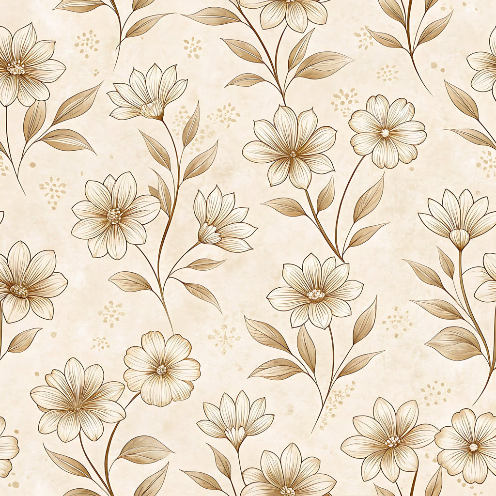 Parchment Blooms Pattern 8 Minky Fabric