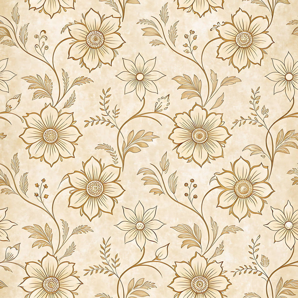 Parchment Blooms Pattern 9 Minky Fabric