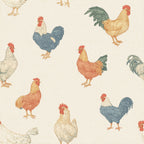Vintage Chicken on Tan Pattern 1 Minky Fabric