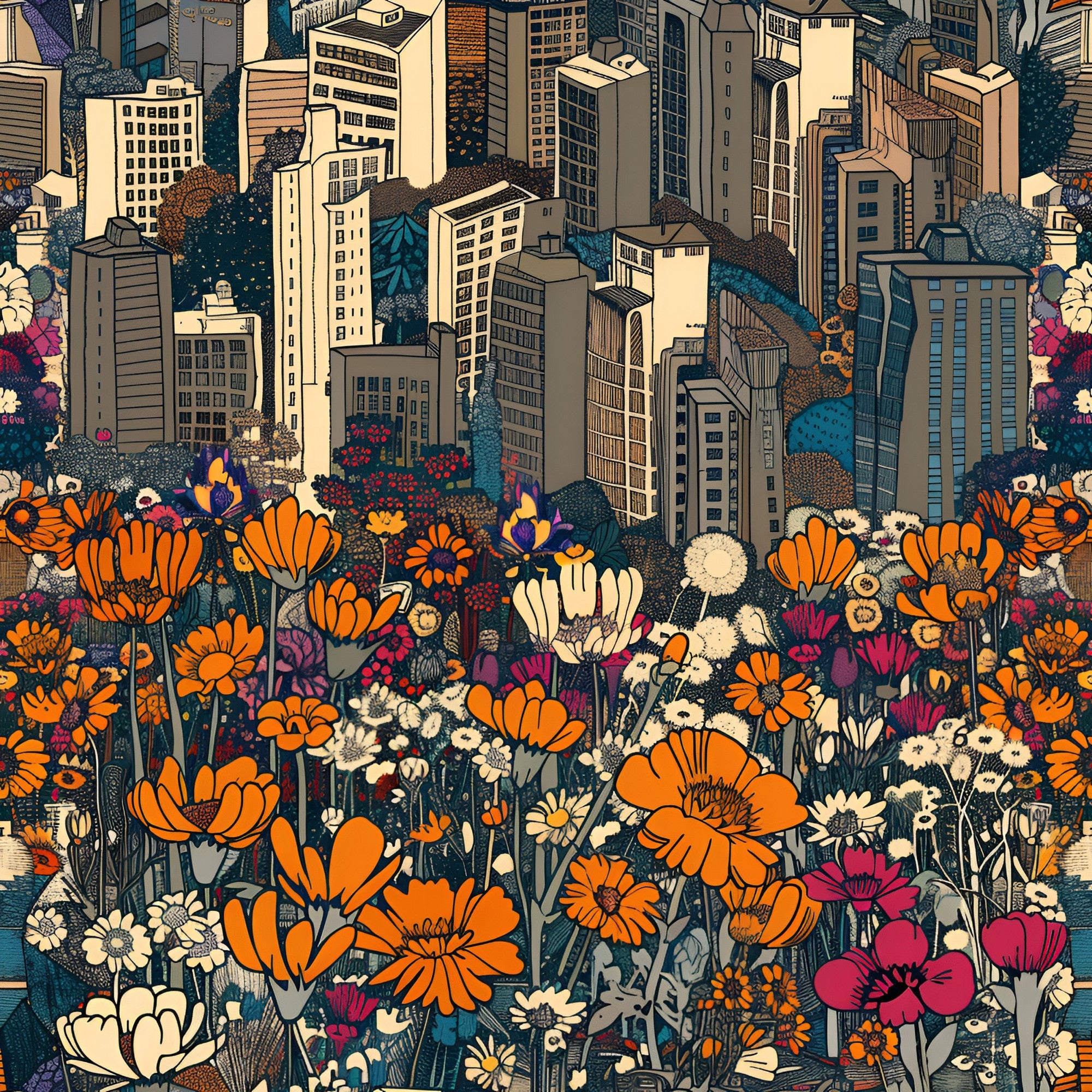 Skyline Blooms Pattern 7 Minky Fabric