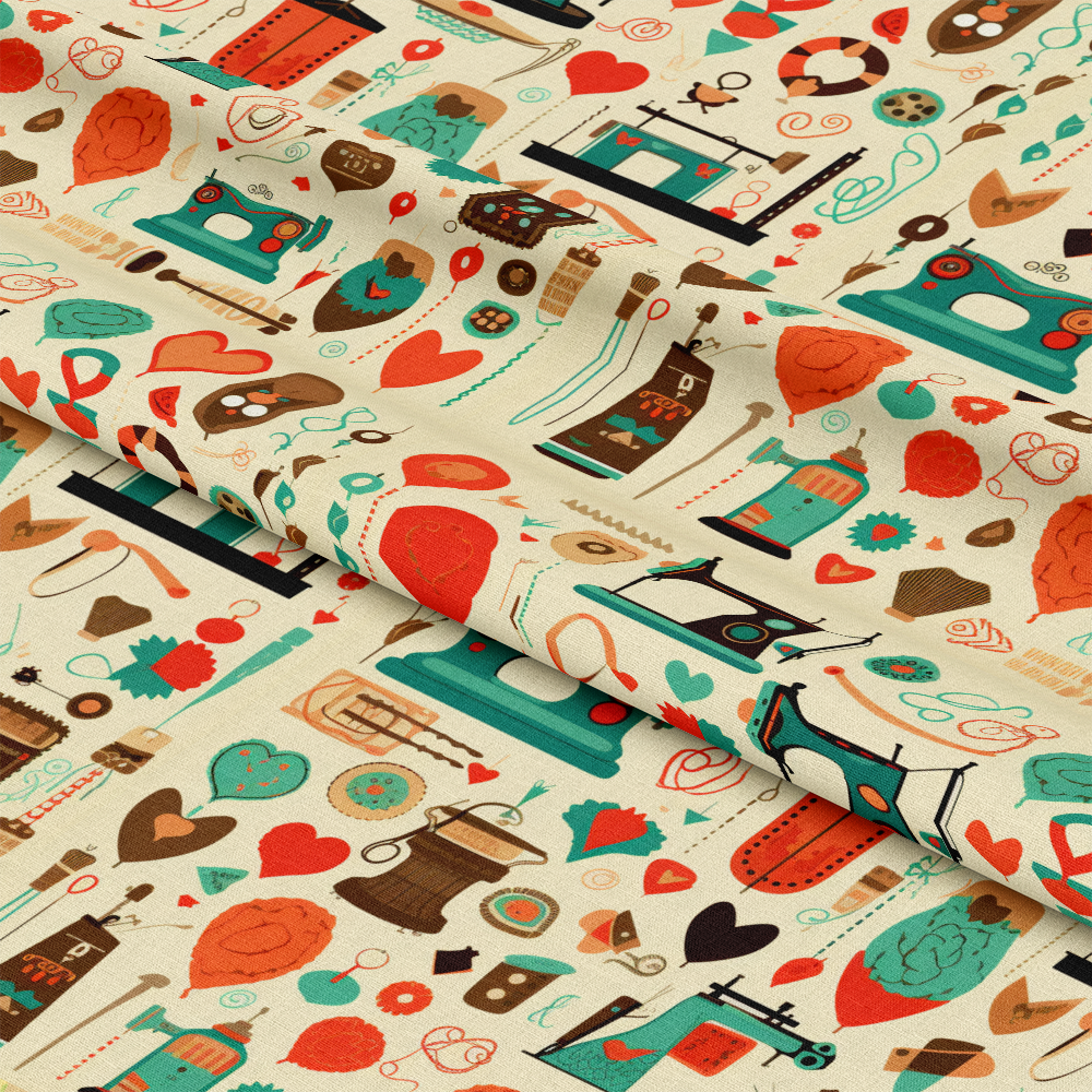 Vintage Sewing Machines Pattern 2 Quilting Cotton Fabric