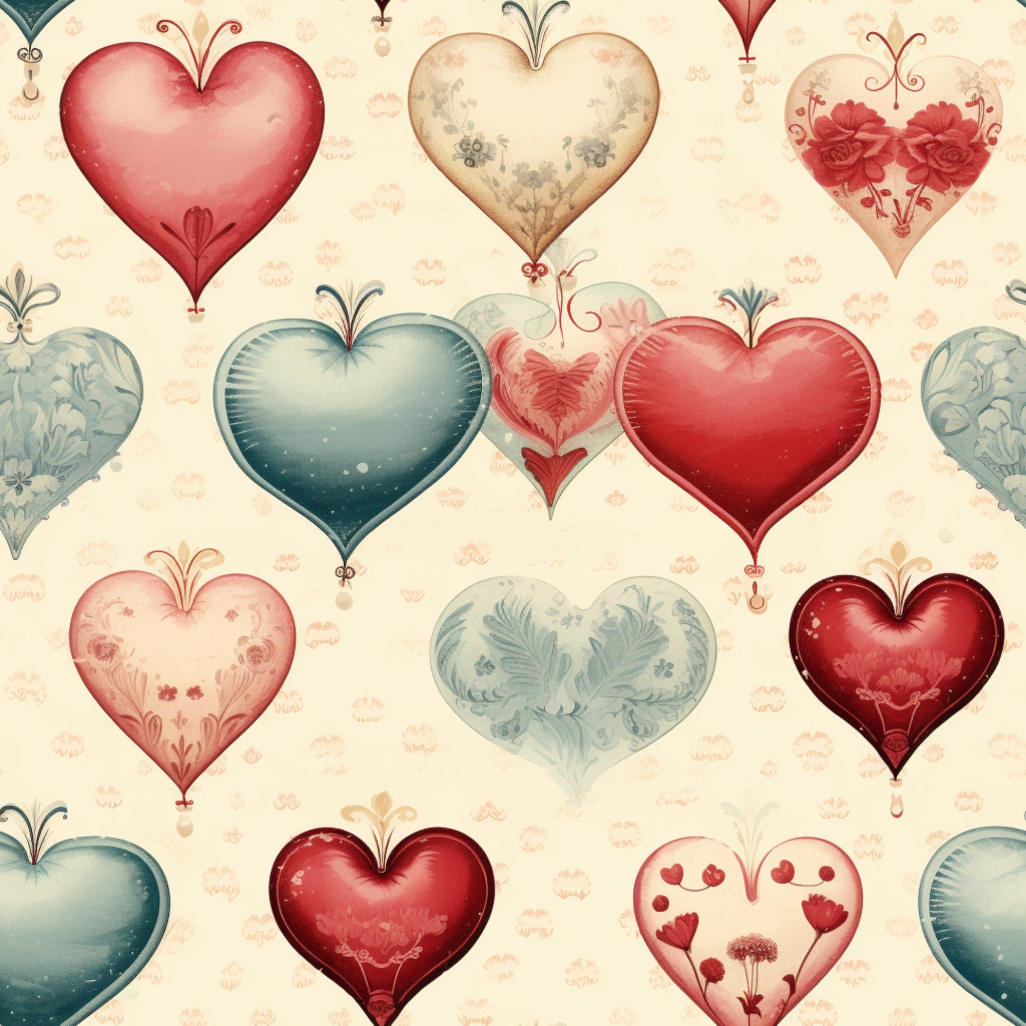 Vintage Valentines Day Pattern 1 Minky Fabric