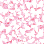 White butterfly silhouettes on a pink watercolor background, arranged densely without overlapping each other.
