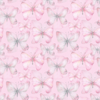 Pattern of pink and white butterflies on a light pink background.