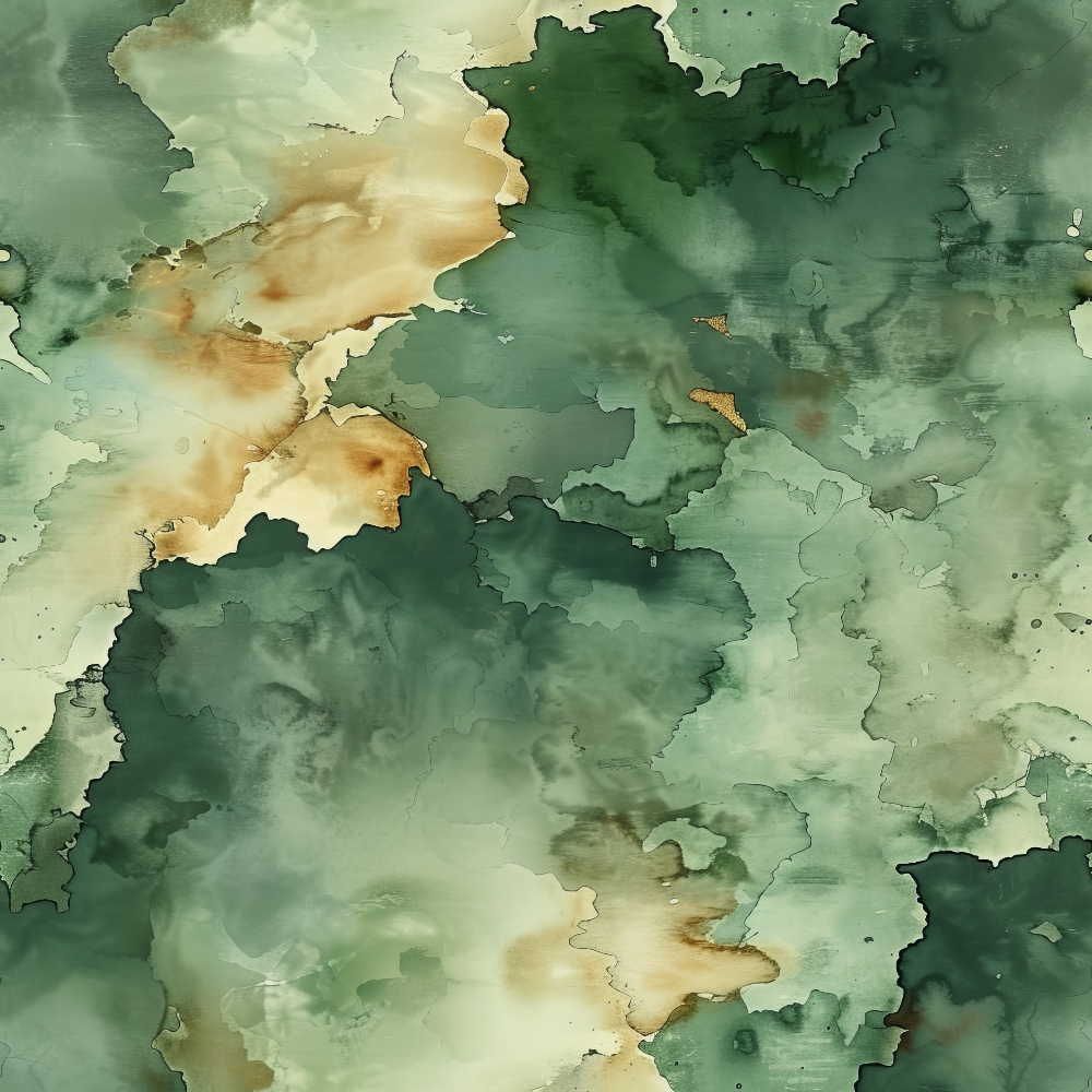 Abstract watercolor art with green and brown shades, resembling a marbled pattern. The colors blend smoothly, creating an organic, textured appearance.