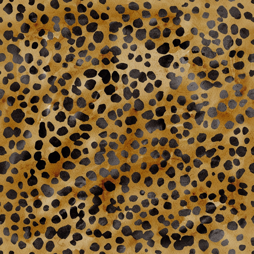 Watercolor Cheetah Print 1 Fabric, cheetah spots, animal print, brown shades, beige, black dots, tan background, quilting, cotton, fabric, soft texture, natural tones, stylish design, premium, fabric for crafts, sewing projects, fabric yardage