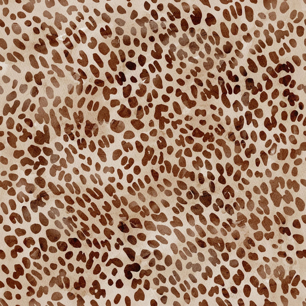 '- Watercolor Cheetah Print 2 Fabric - fabric - Animal print textile - Brown spotted pattern - Soft fabric material - Natural tones design - Textile for sewing projects - Premium quilting fabric