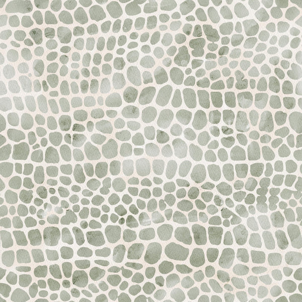Watercolor Crocodile Print 2 Fabric, fabric, textile, green, cream, animal print, reptile pattern, textured, soft fabric, premium cotton, yardage, natural fibers, crafting material, sewing fabric, artistic print, eco-friendly finishing.