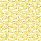 Seamless pattern of yellow durians with Hebrew text on a light background.