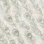 '- Watercolor Peacock Print 2 Fabric - Fabric - Quilting - Cotton - Soft - Smooth - Green - Beige - Pattern - Feathers - Decorative - Artistic - Textile - Premium - Yardage