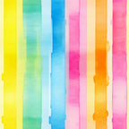 Vertical stripes in pastel colors including yellow, green, blue, pink, and orange, with a watercolor texture.