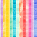 Vertical watercolor stripes in rainbow order from purple to blue on a textured background.