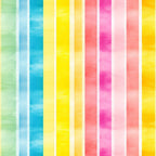 Vertical stripes in pastel colors: green, blue, yellow, pink, and orange. Each stripe has a subtle watercolor texture.