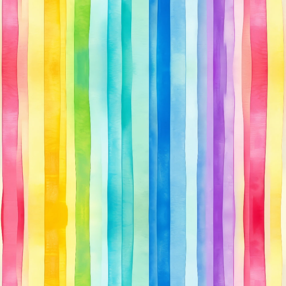 Vertical watercolor stripes in a rainbow spectrum on a white background.