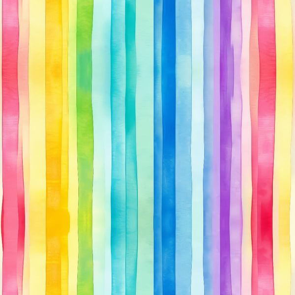 Vertical watercolor stripes in a rainbow spectrum on a white background.
