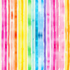Vertical stripes in a rainbow of colors, including red, orange, yellow, green, blue, and purple, with a watercolor texture.