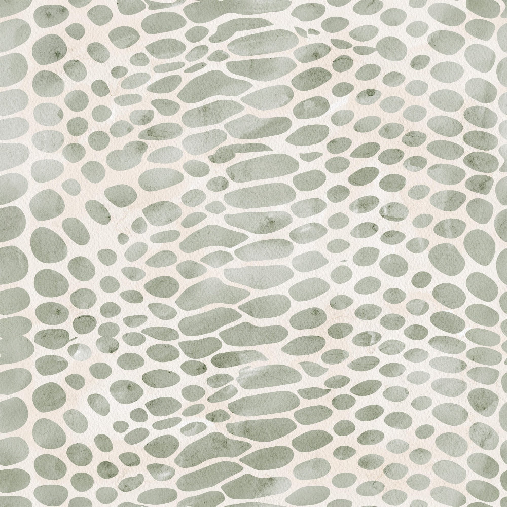 '- Watercolor Snake Print 1 Fabric - Quilting - Cotton - Fabric - Light green - Off-white - Animal print - Snake skin pattern - Watercolor texture - Soft textile - Reptile-inspired design