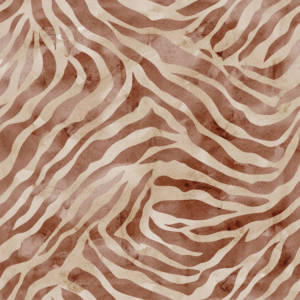 '- Watercolor Tiger Print 2 Fabric - Brown - Beige - Animal print - Striped pattern - Fabric - Quilting - Cotton - Soft texture - Artistic design - Natural tones