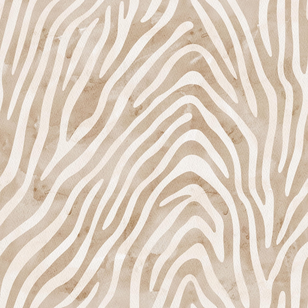 '- Watercolor Zebra Print 2 Fabric - Beige - Light brown - Animal print - Stripes - Fabric texture - Soft cotton - Quilting material - Textile pattern - Natural tones