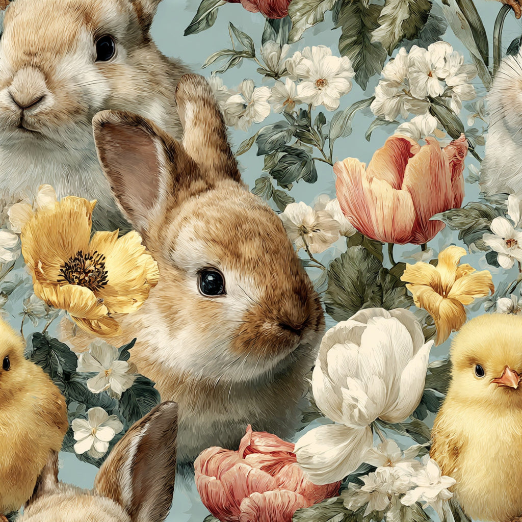 Bunny Blooms Pattern 4 Minky Fabric