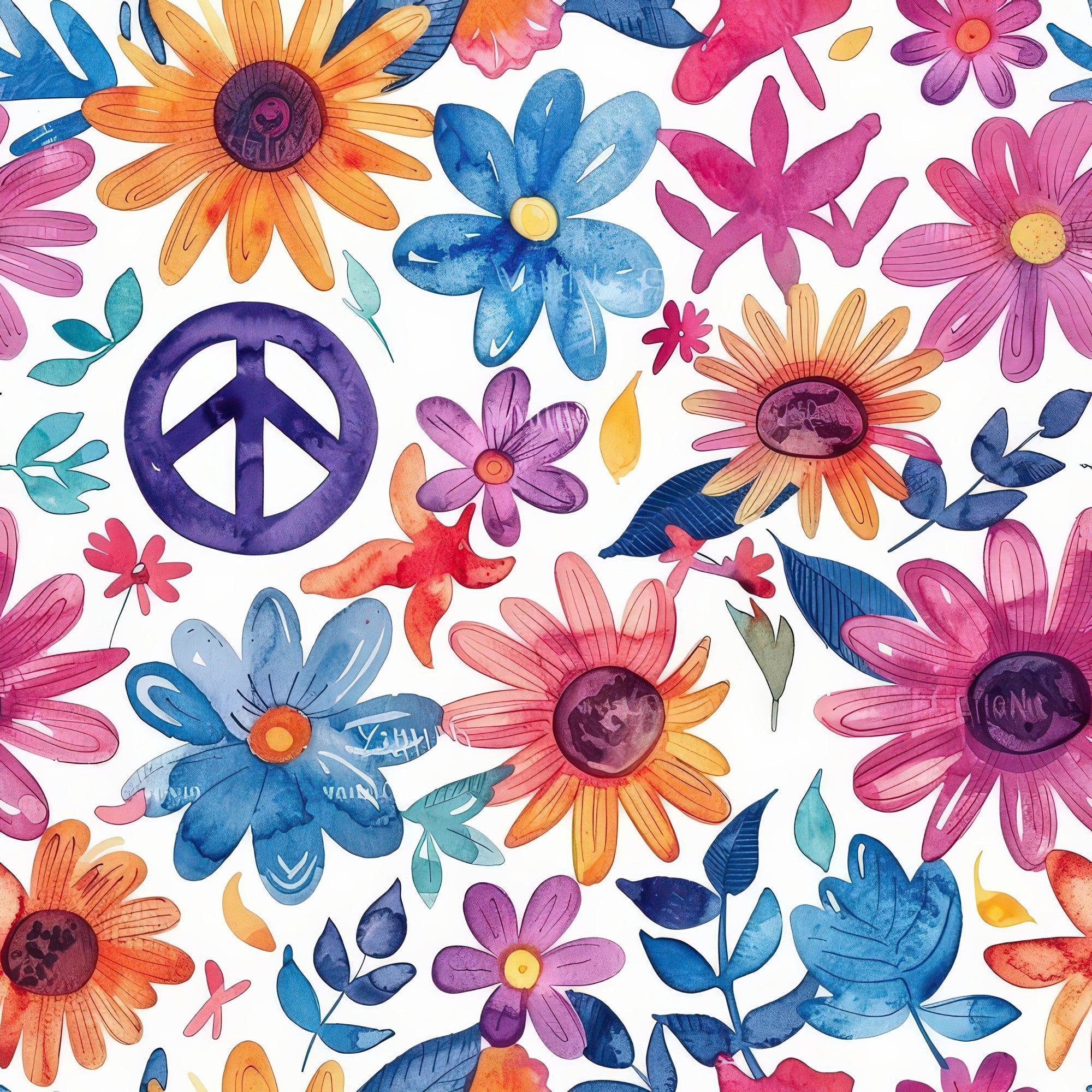 Groovy Peace Blooms Pattern 2 Minky Fabric