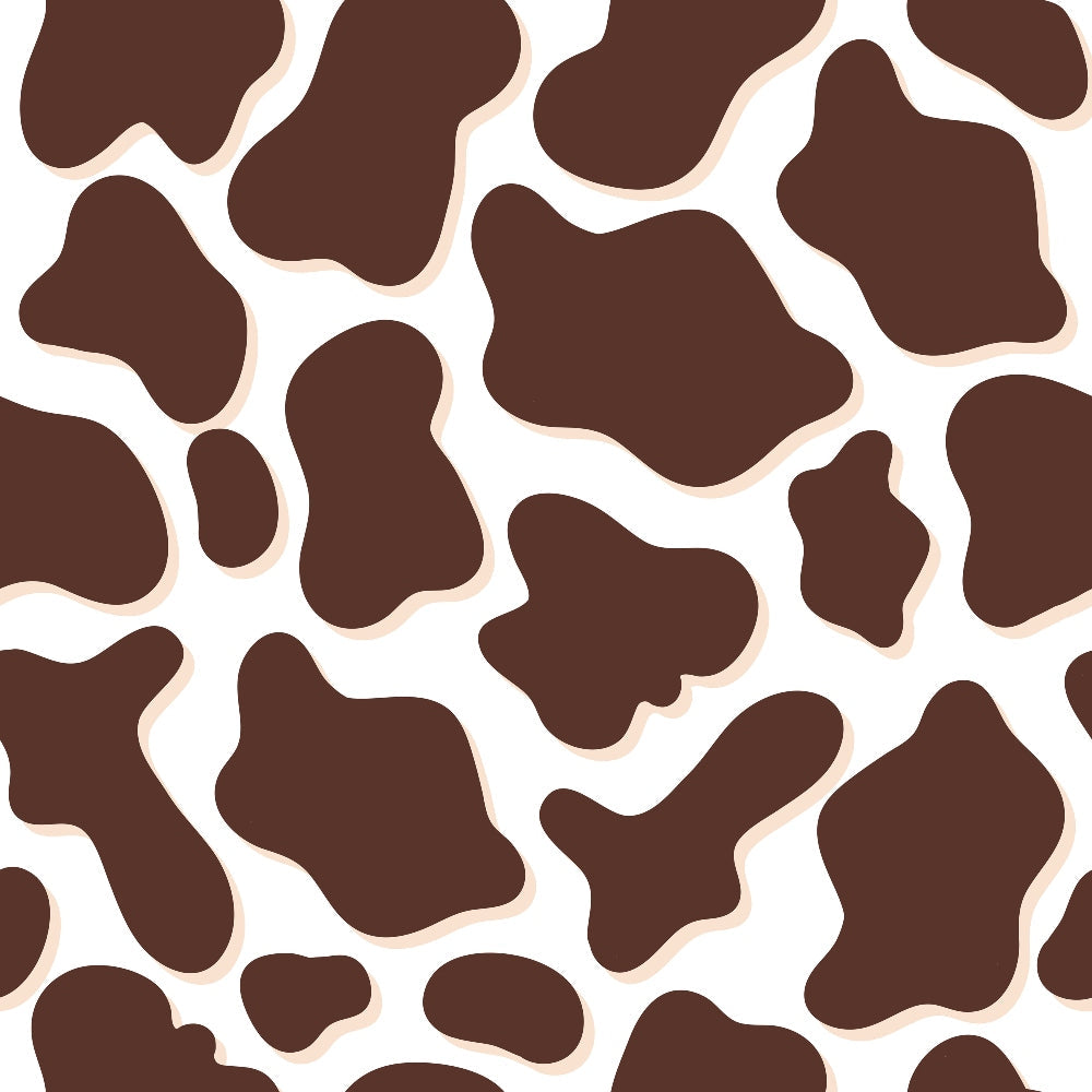 Abstract pattern with irregular brown spots on a white background, resembling a cowhide design.