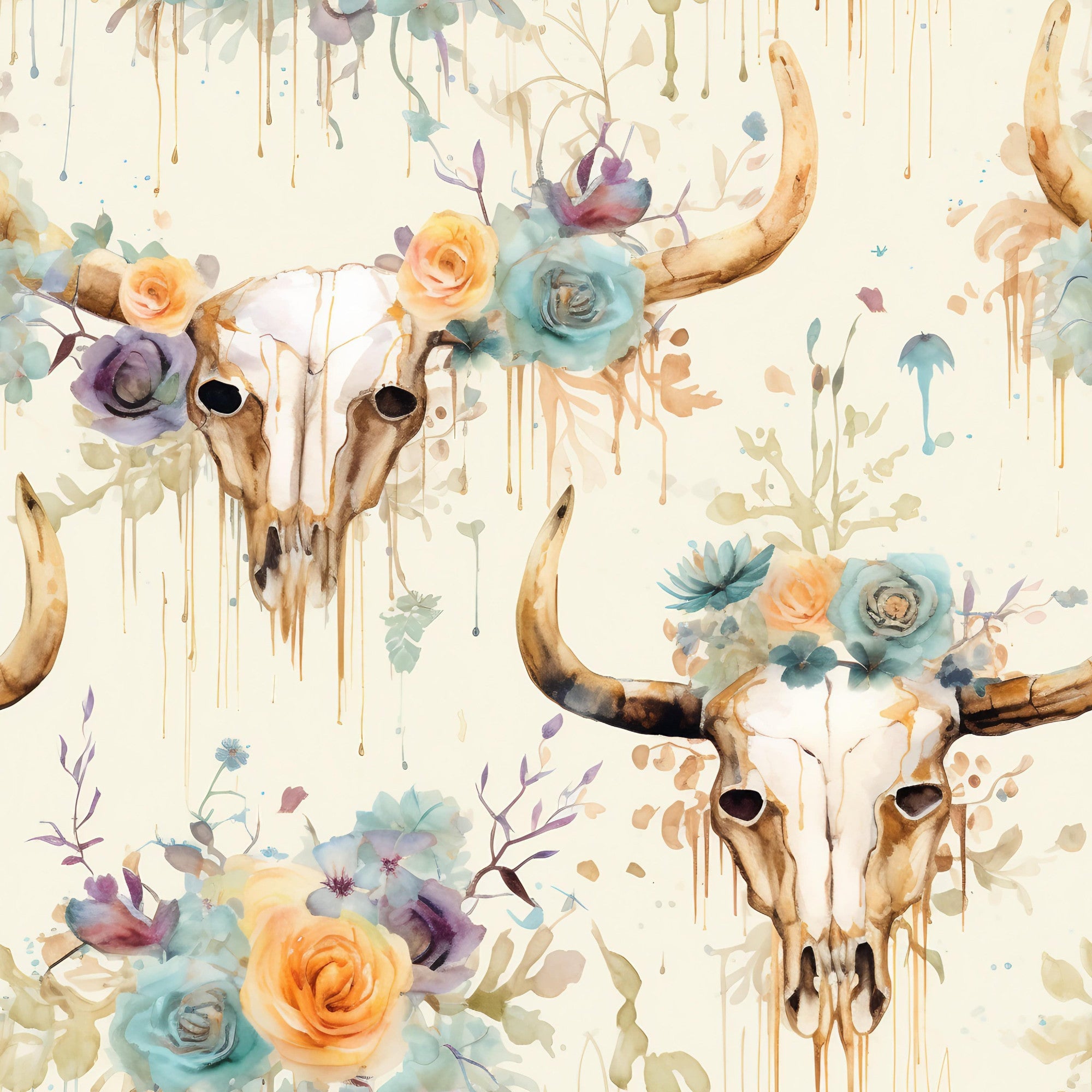 Western Bull Pattern 1 Minky Fabric