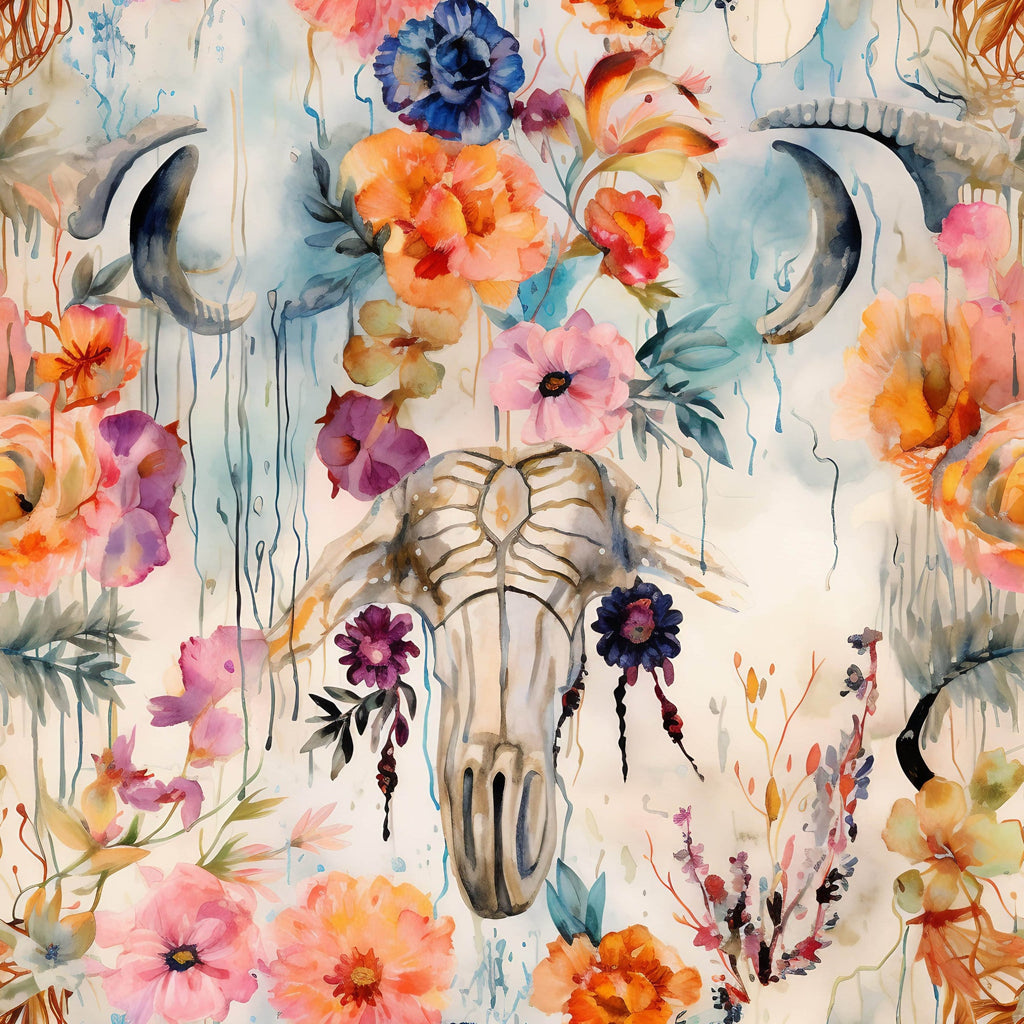 Western Bull Pattern 10 Minky Fabric