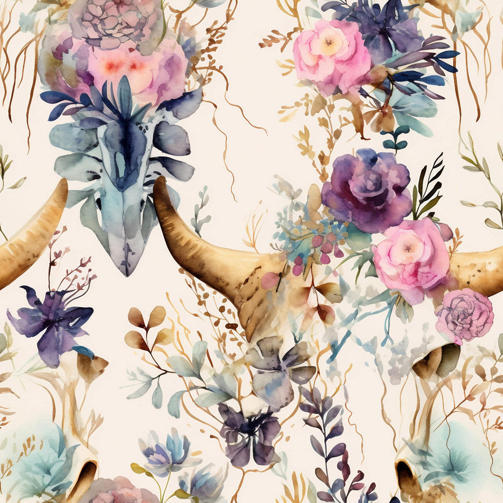 Western Bull Pattern 11 Minky Fabric