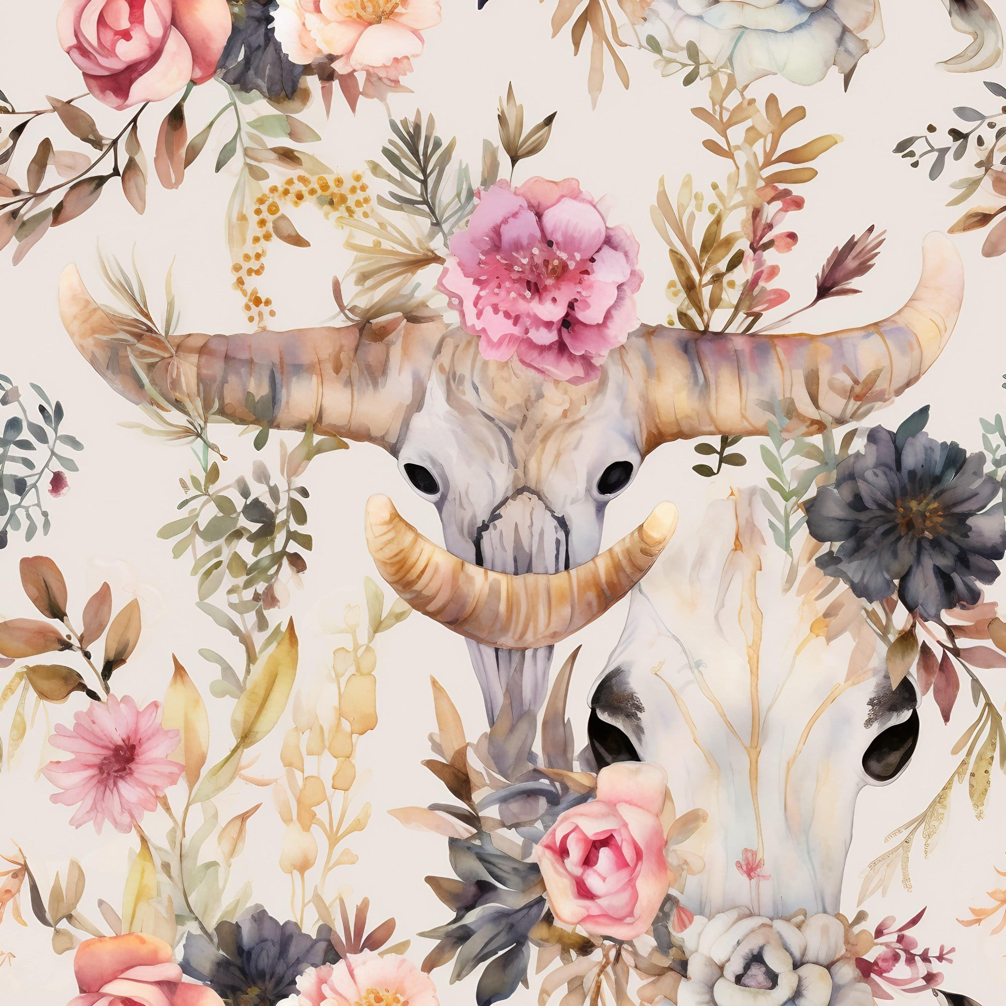 Western Bull Pattern 12 Minky Fabric