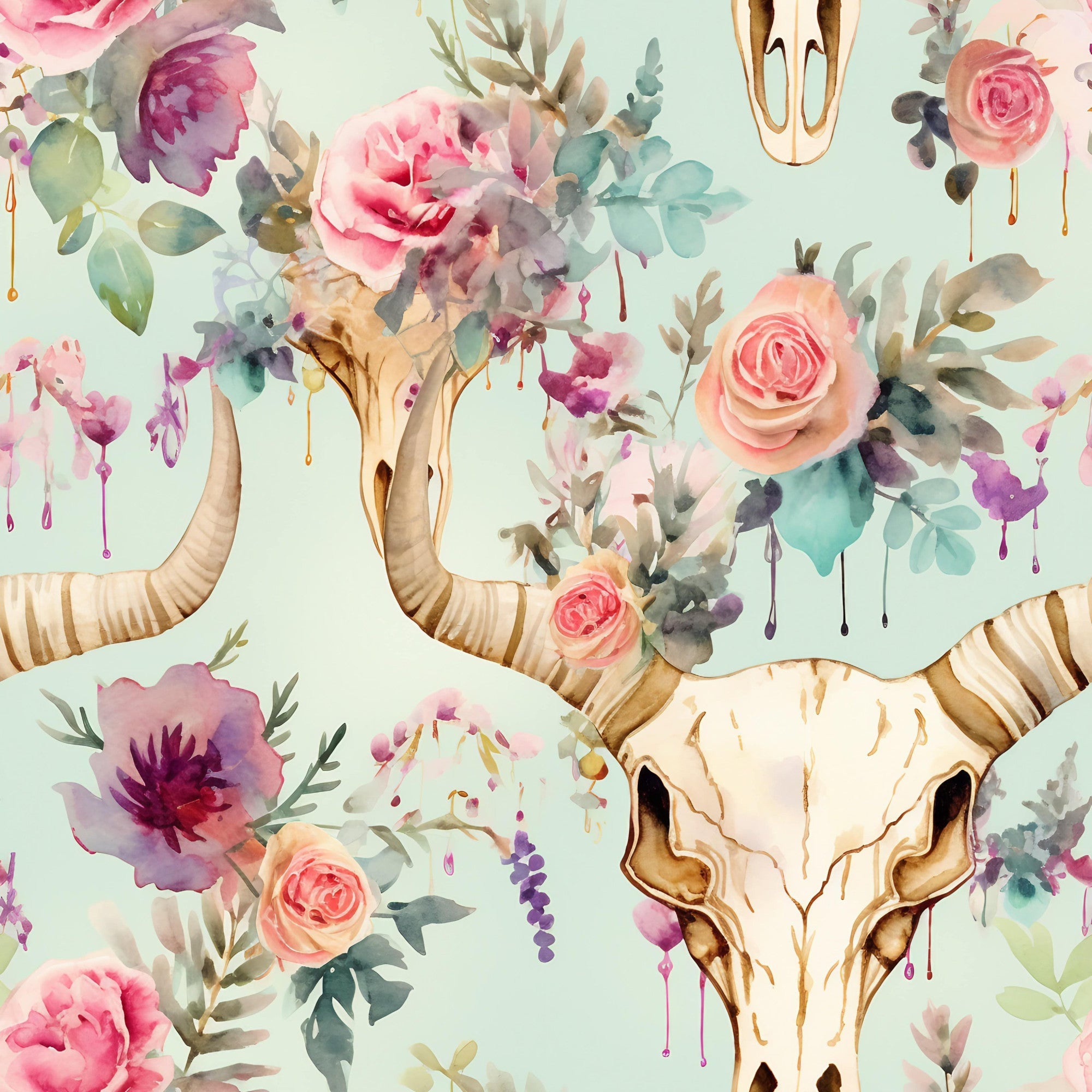 Western Bull Pattern 15 Minky Fabric