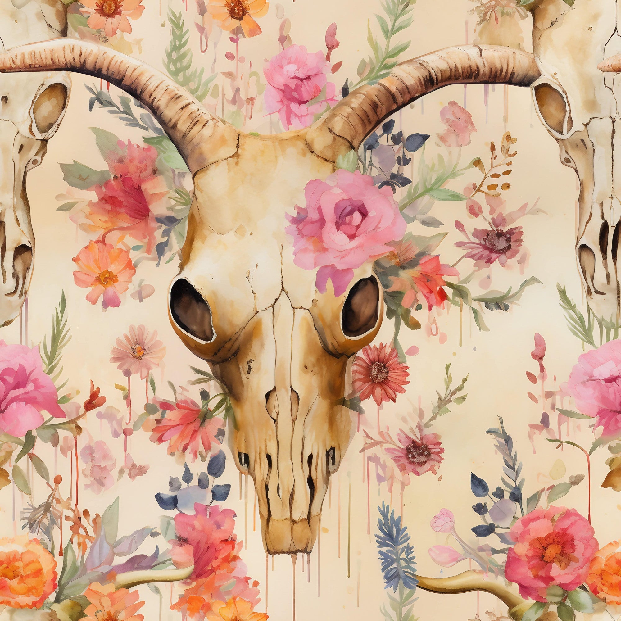 Western Bull Pattern 16 Minky Fabric