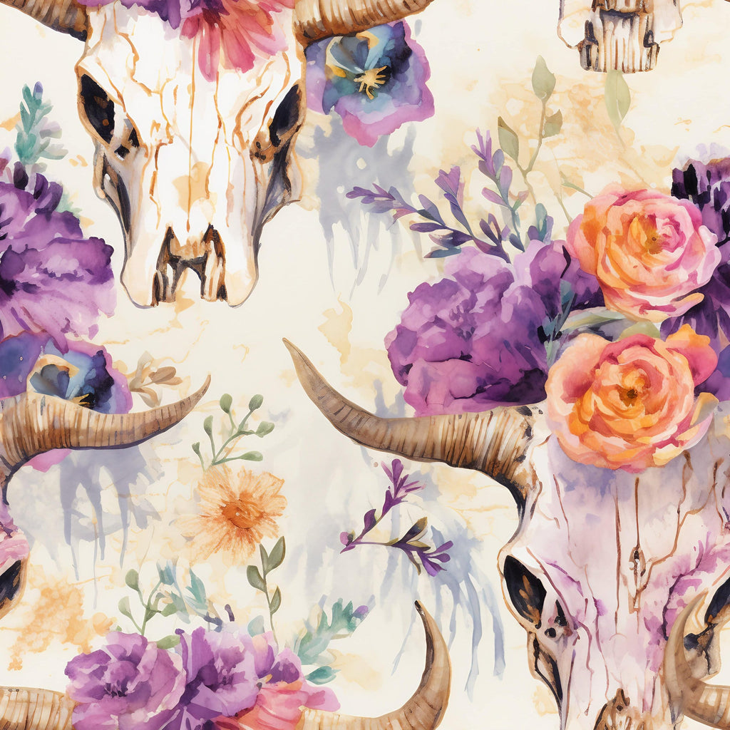 Western Bull Pattern 17 Minky Fabric