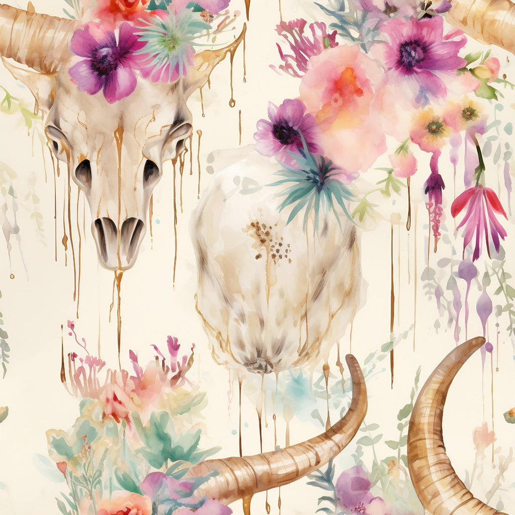 Western Bull Pattern 18 Minky Fabric