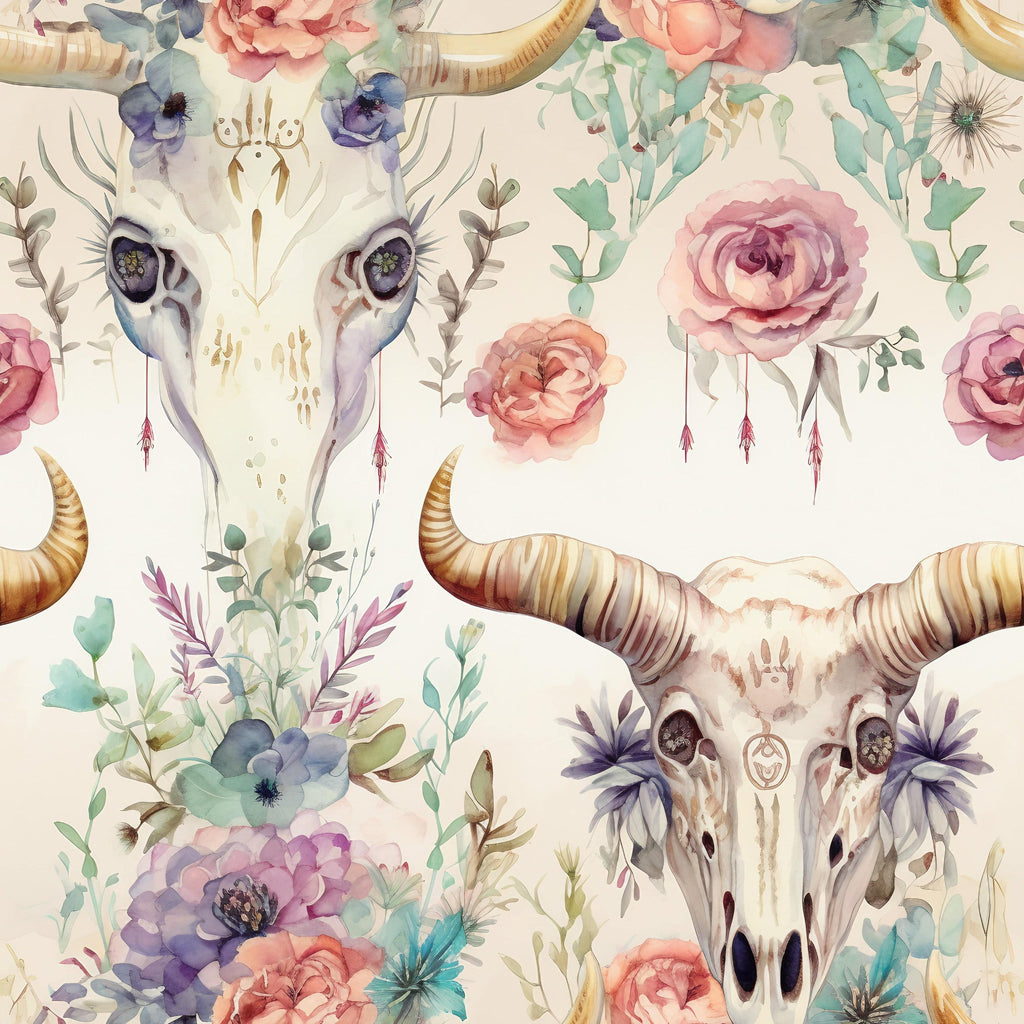 Western Bull Pattern 19 Minky Fabric