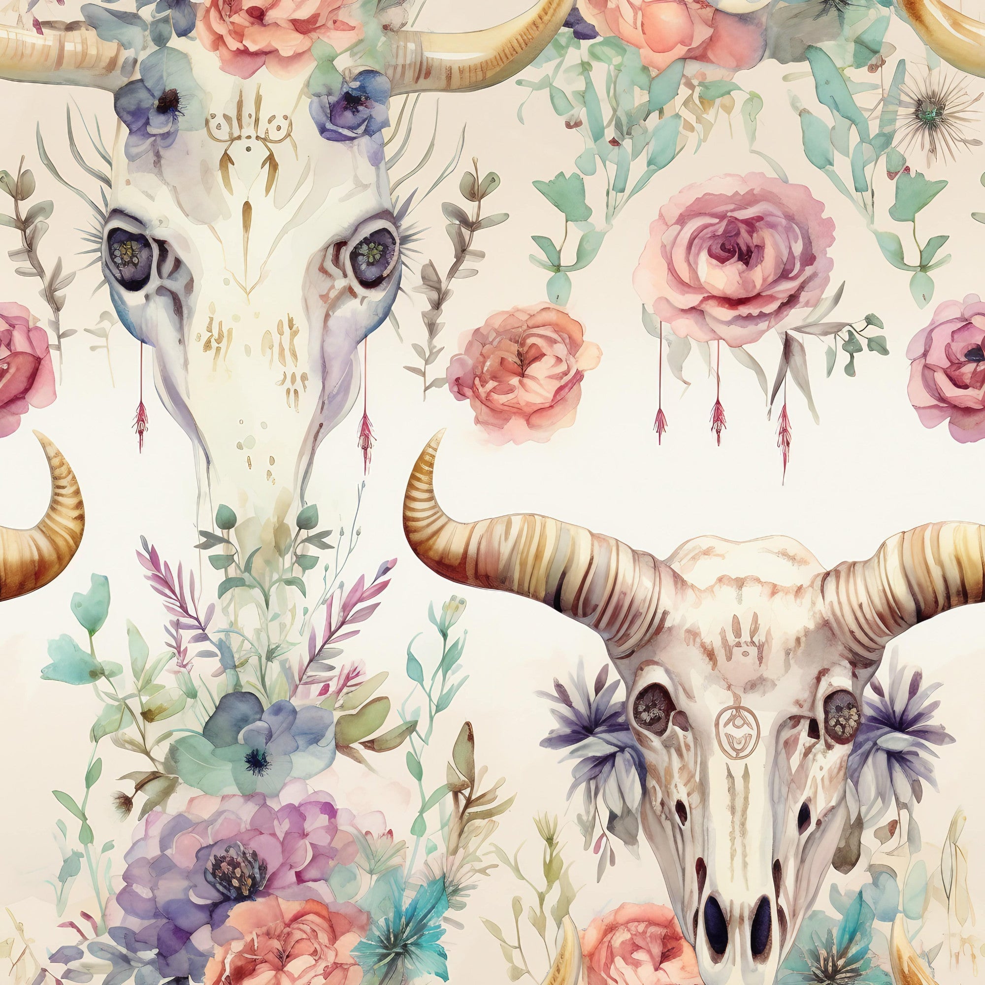 Western Bull Pattern 19 Minky Fabric