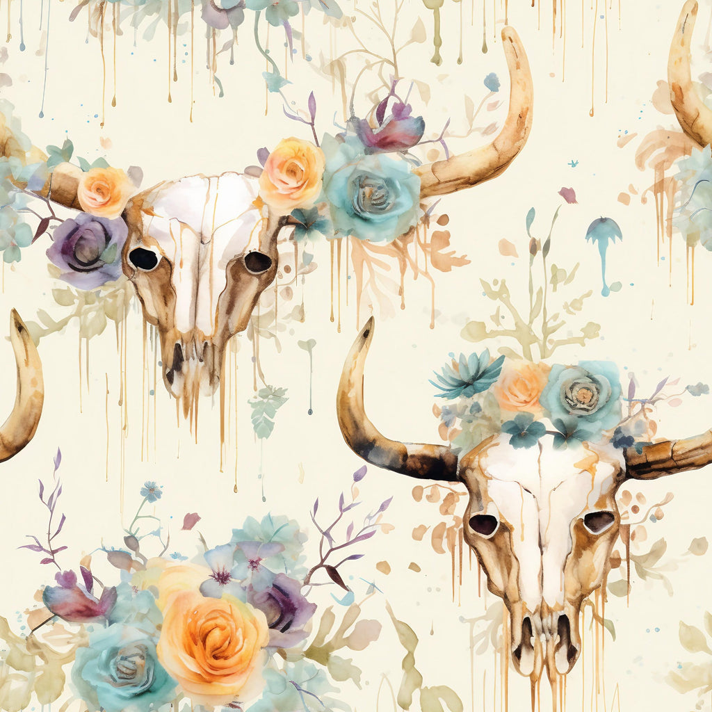 Western Bull Pattern 1 Minky Fabric