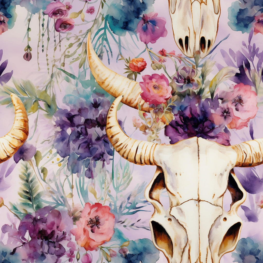 Western Bull Pattern 3 Minky Fabric