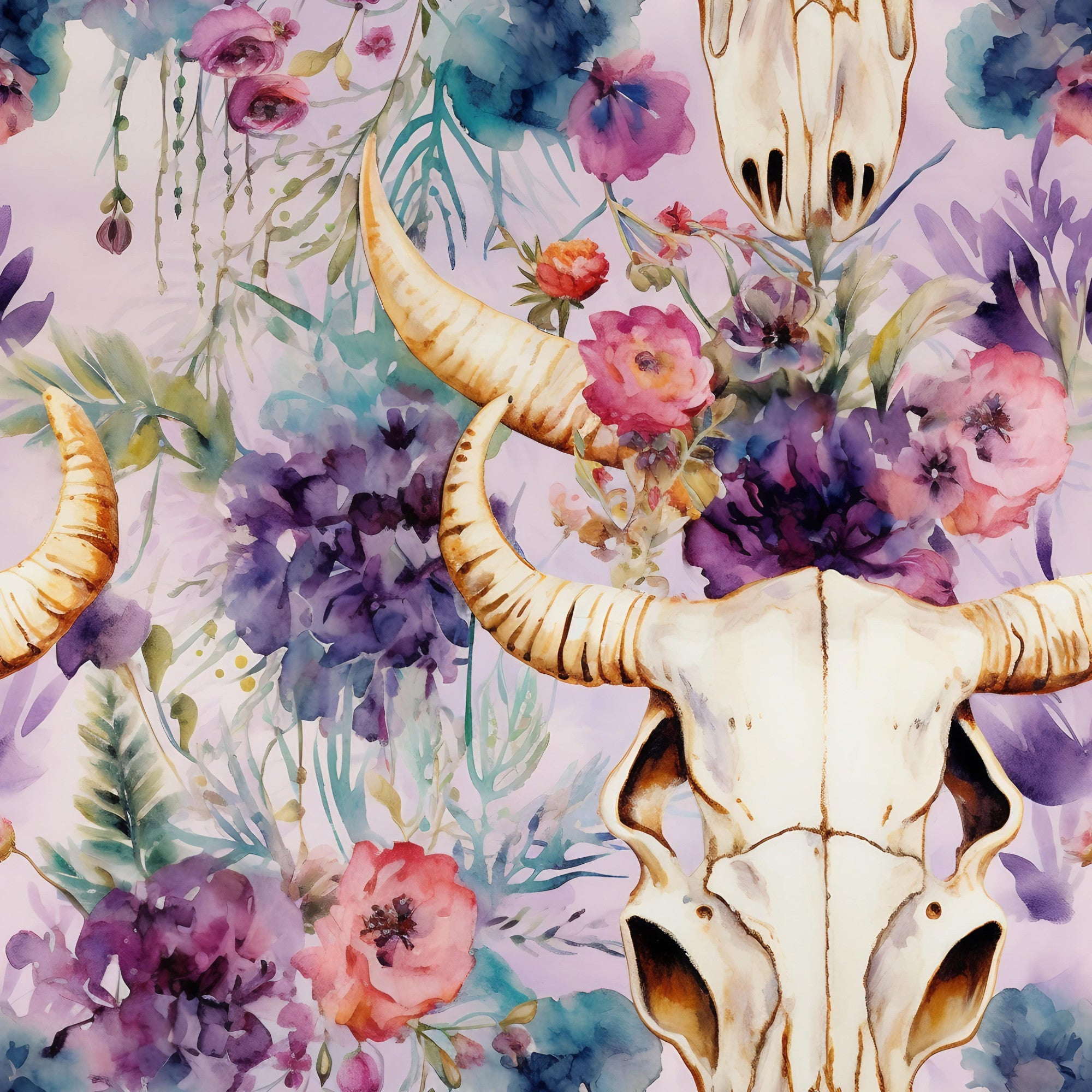 Western Bull Pattern 3 Minky Fabric