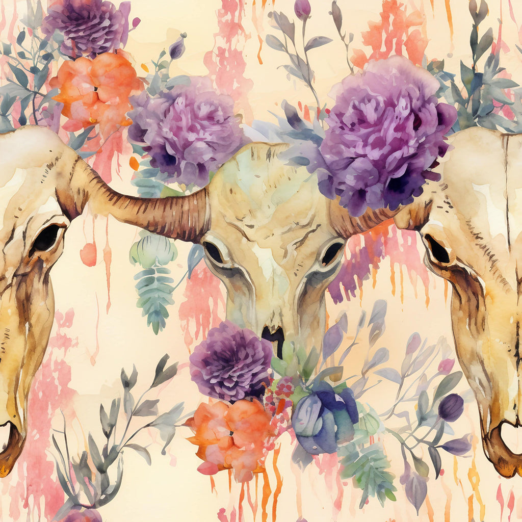 Western Bull Pattern 4 Minky Fabric