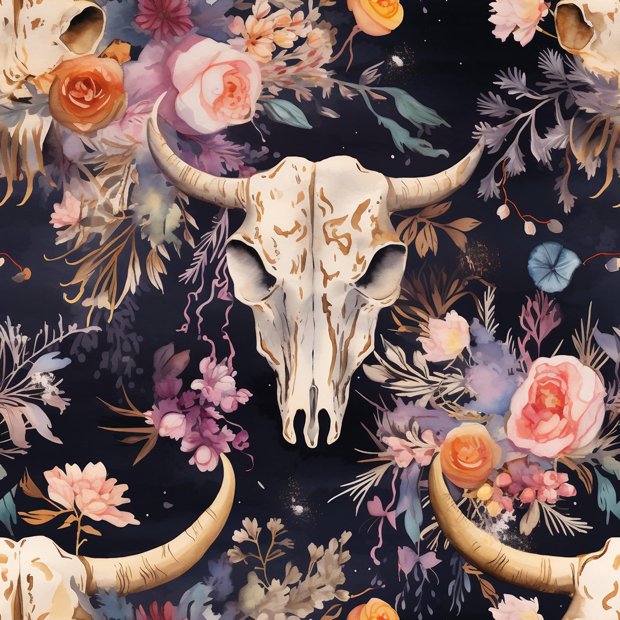 Western Bull Pattern 9 Minky Fabric