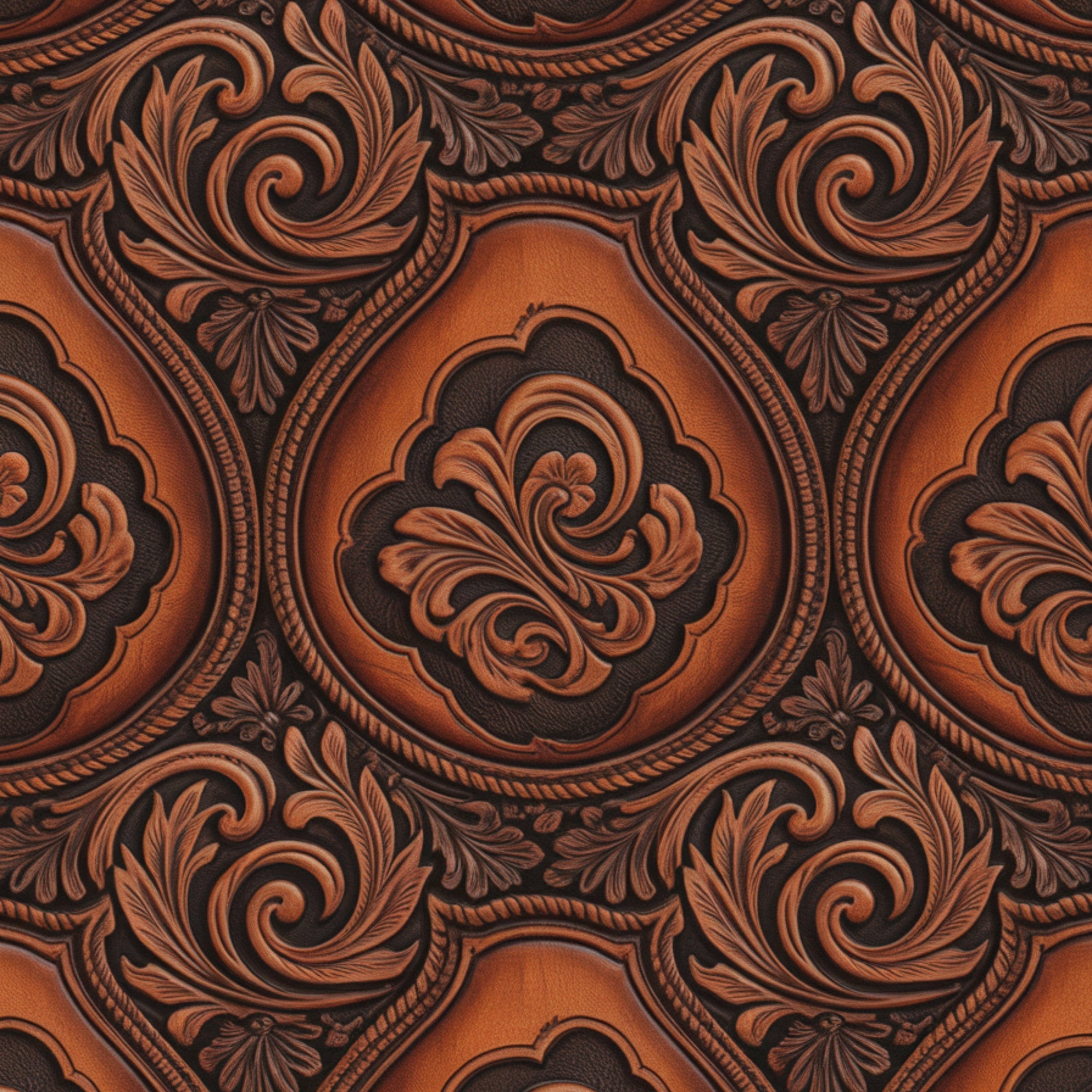 Western Tooled Leather Pattern 1 Quilting Cotton Fabric