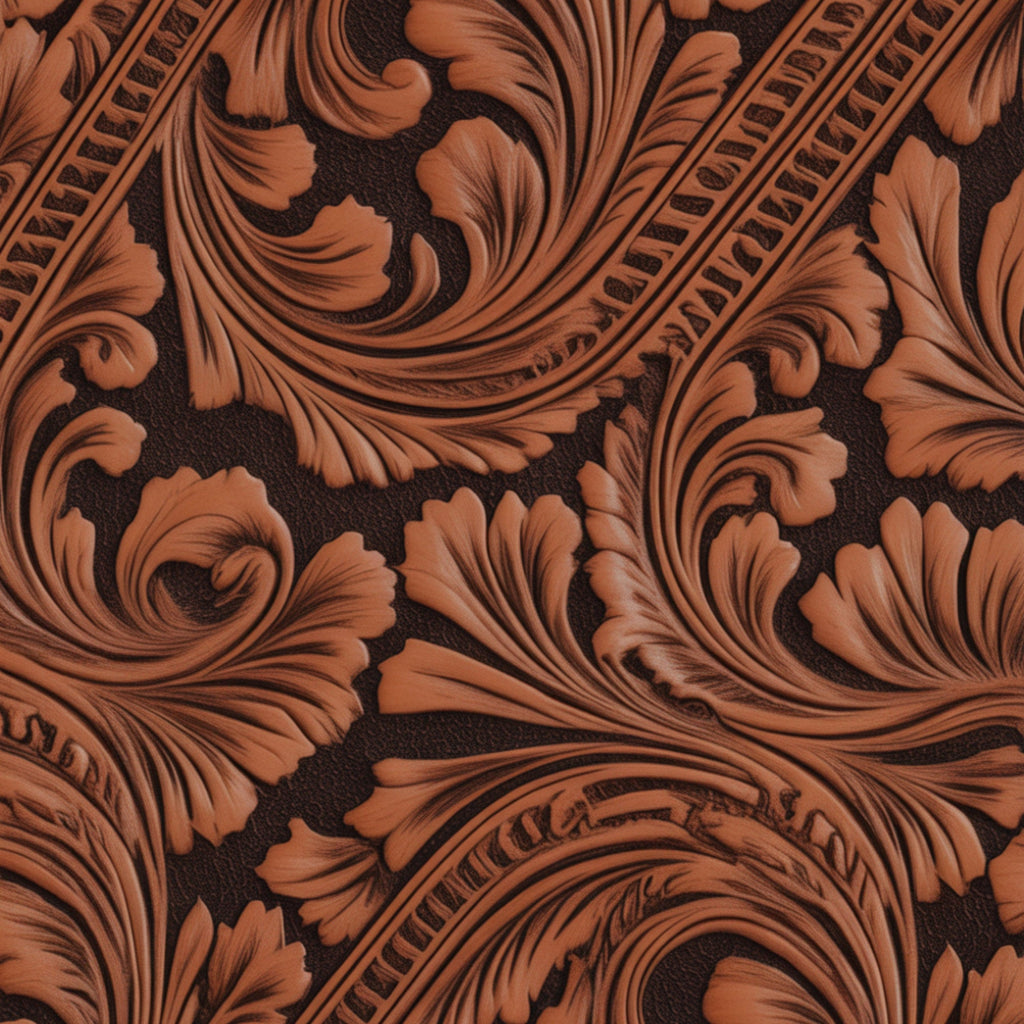 Western Tooled Leather Pattern 11 Minky Fabric