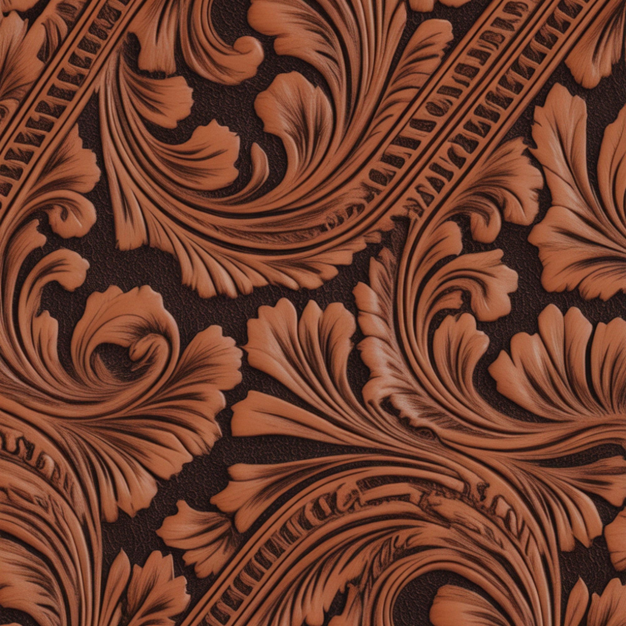 Western Tooled Leather Pattern 11 Quilting Cotton Fabric
