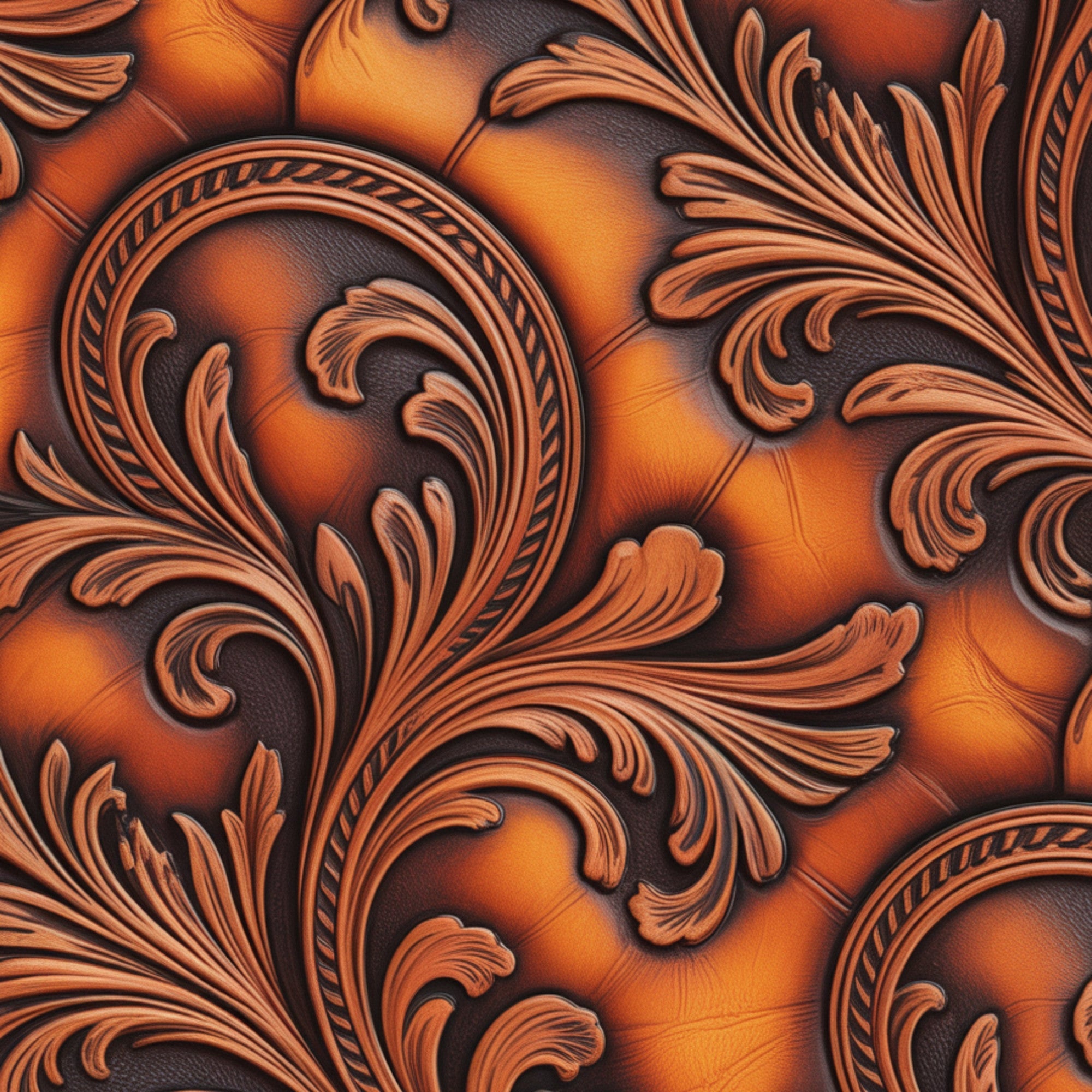 Western Tooled Leather Pattern 12 Quilting Cotton Fabric