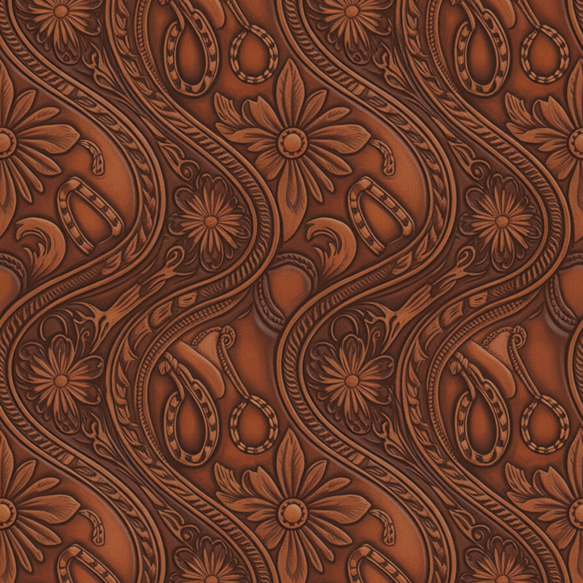 Western Tooled Leather Pattern 13 Quilting Cotton Fabric