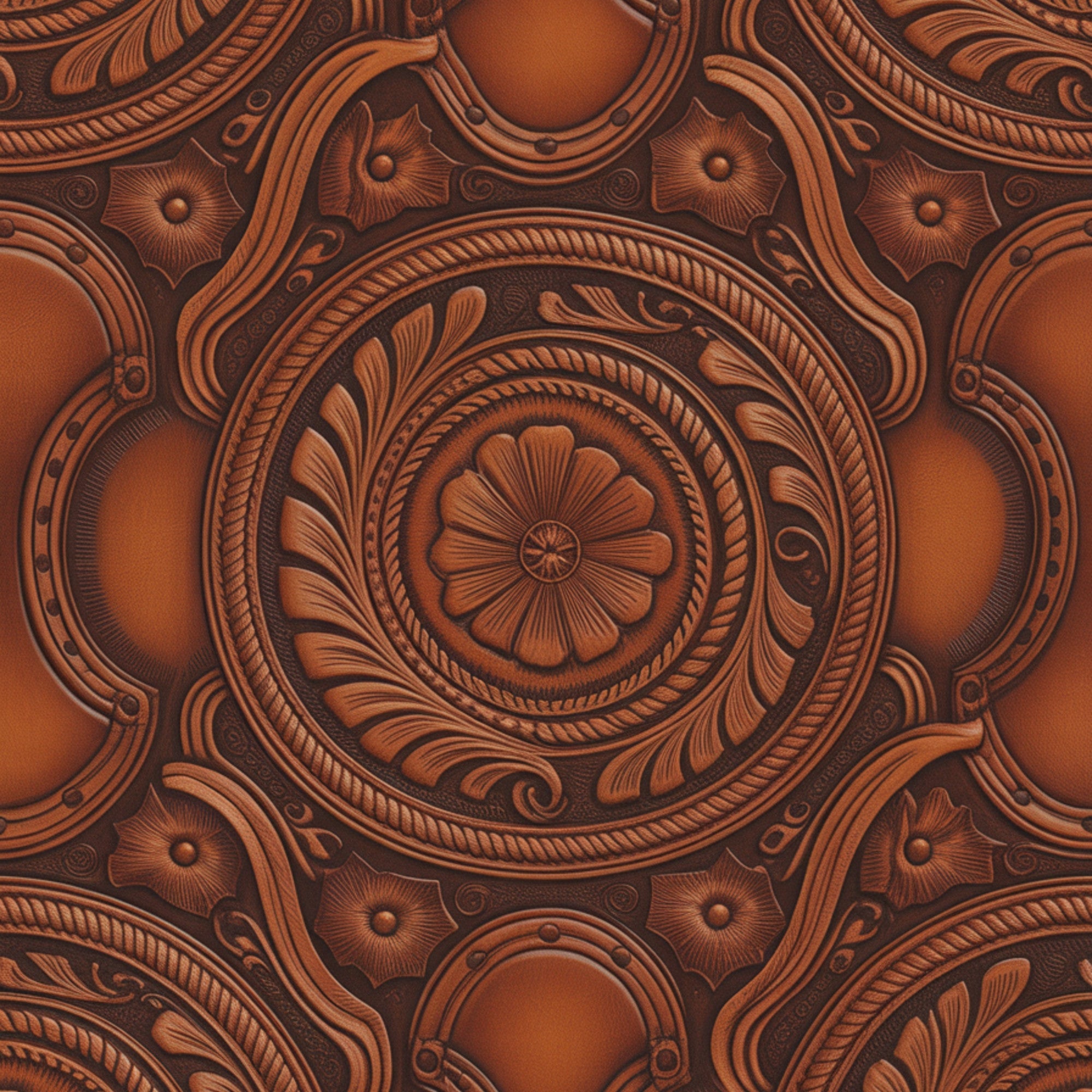 Western Tooled Leather Pattern 14 Quilting Cotton Fabric