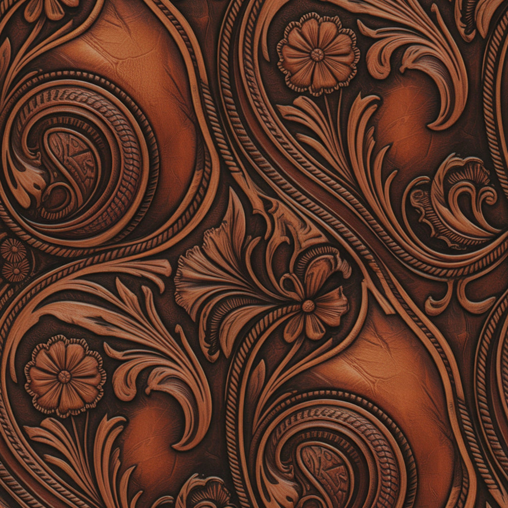 Western Tooled Leather Pattern 15 Minky Fabric