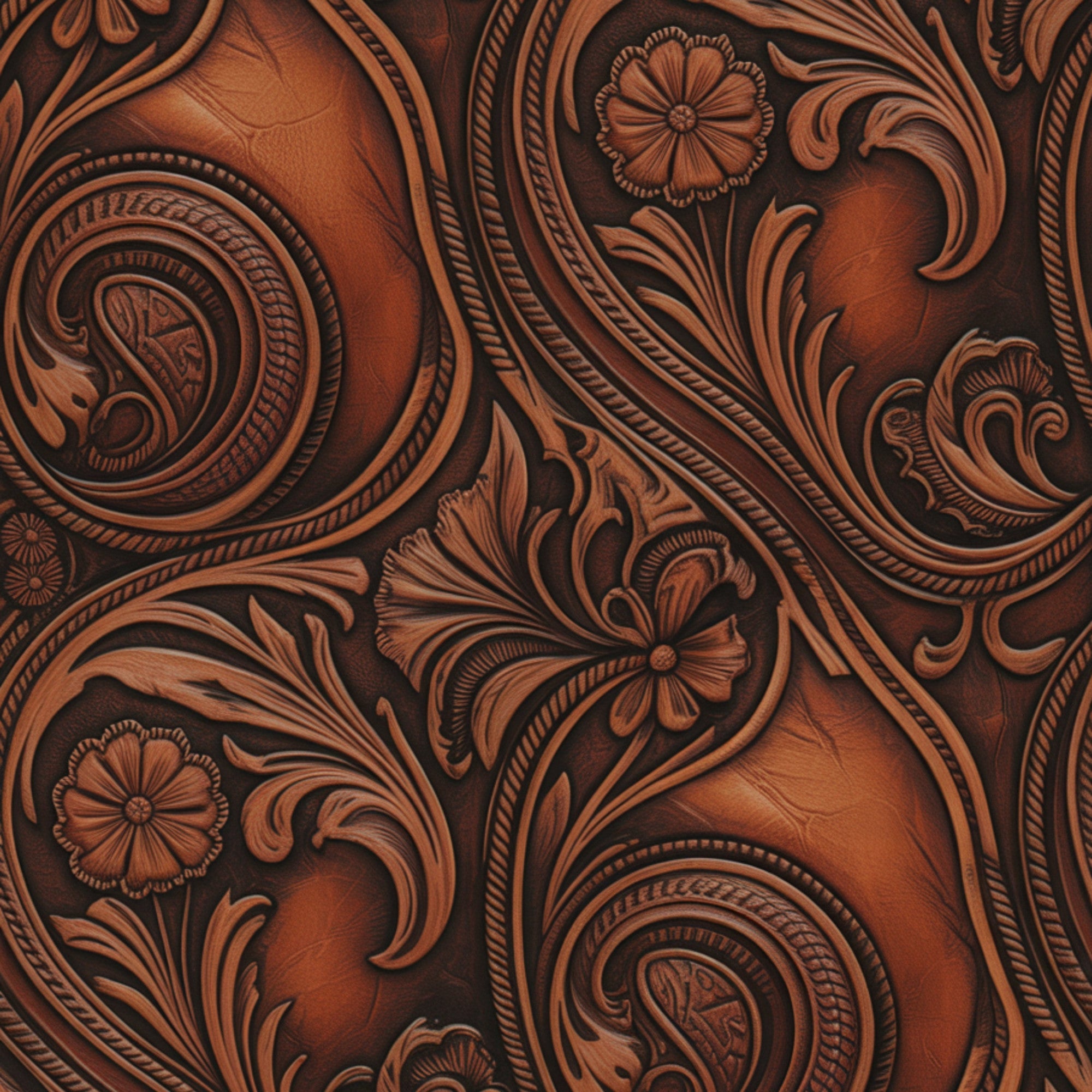 Western Tooled Leather Pattern 15 Quilting Cotton Fabric